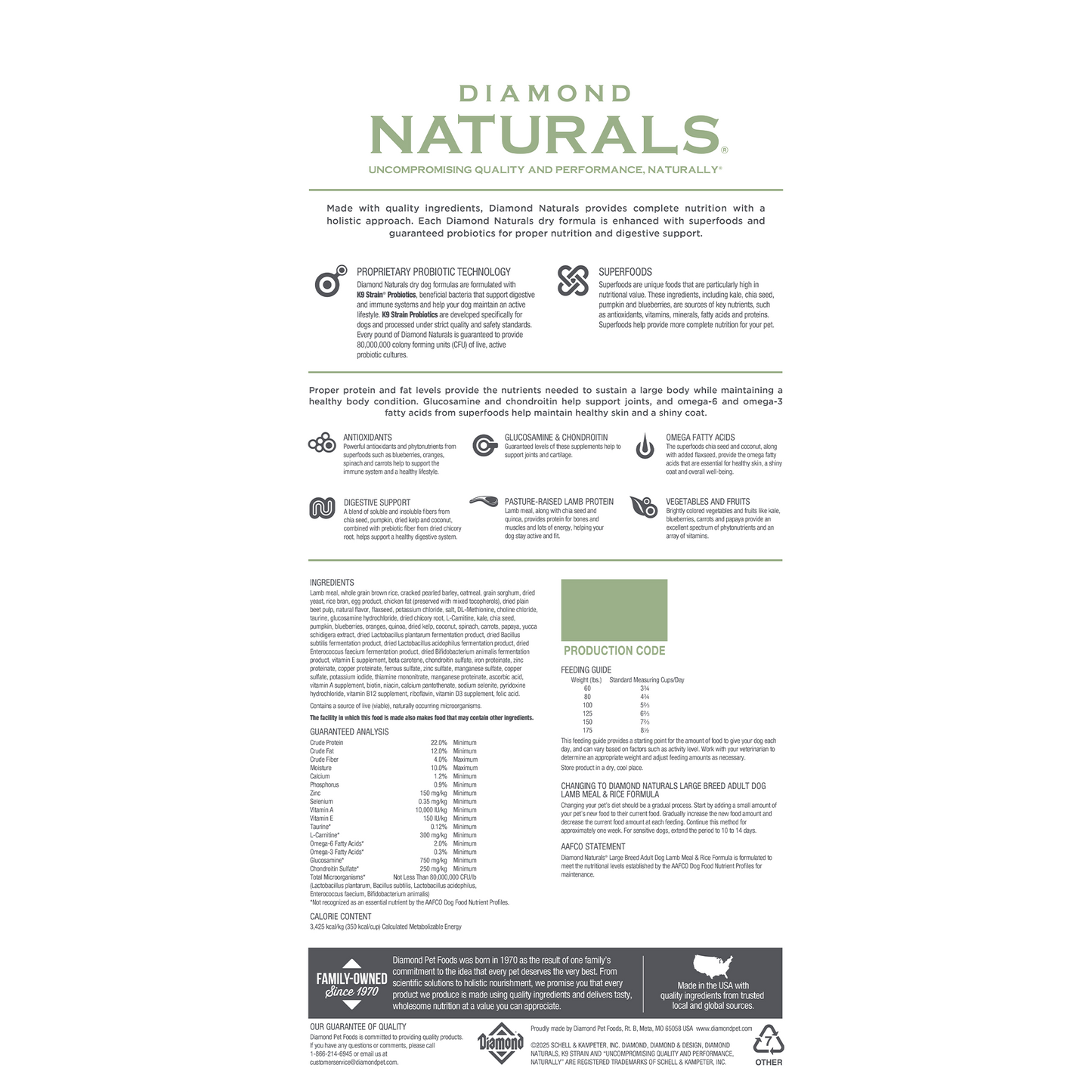 Diamond Naturals Large Breed Adult Lamb & Rice 40lbs