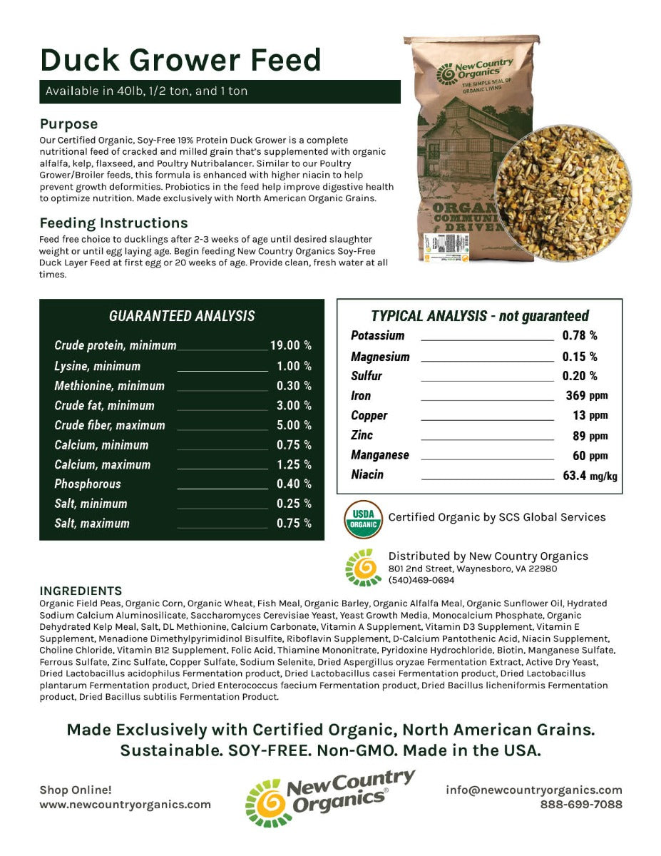 New Country Organics Duck Grower 40lbs