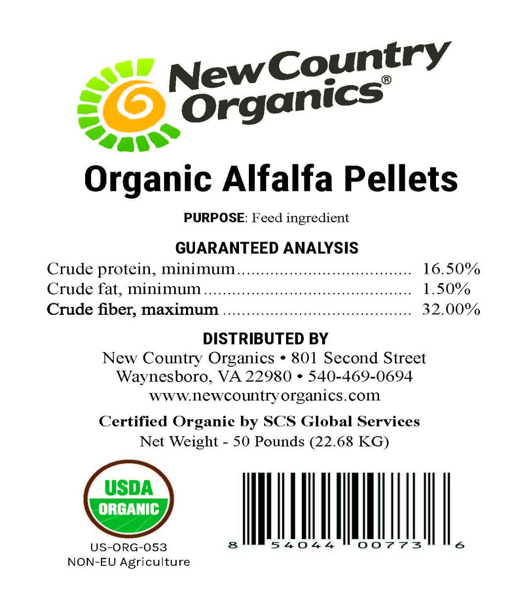 New Country Organics Alfalfa Pellets 50lbs