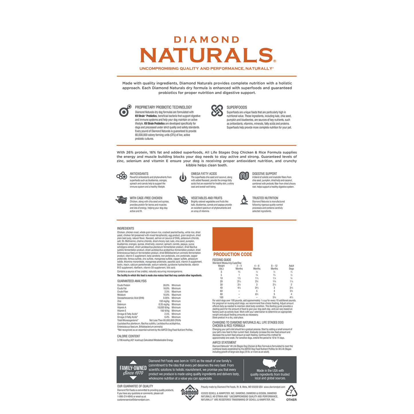 Diamond Naturals All Life Stages Chicken & Rice 40lbs