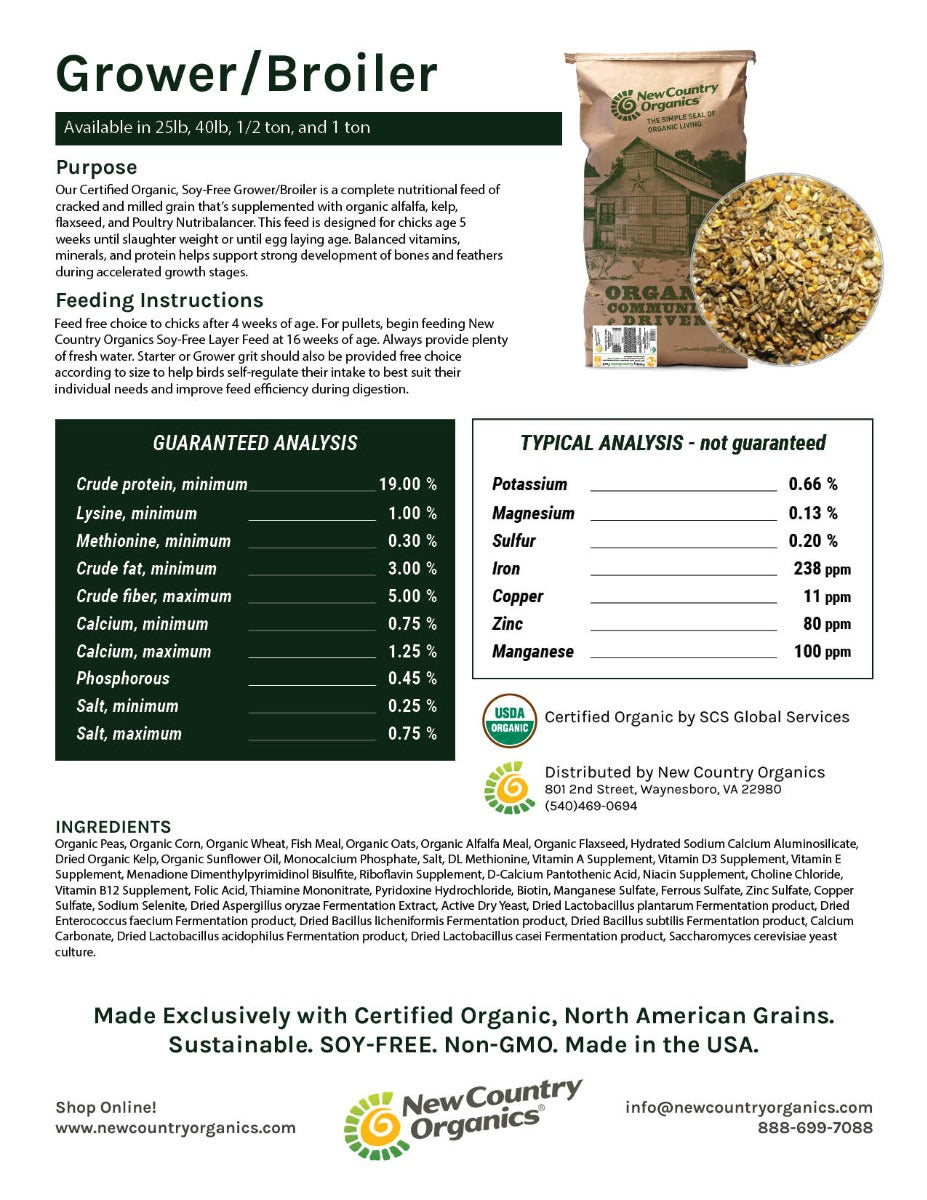 New Country Organics Grower/Broiler 40lbs