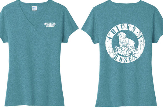 Chicks 'n' Roses T-Shirt V-Neck Women's